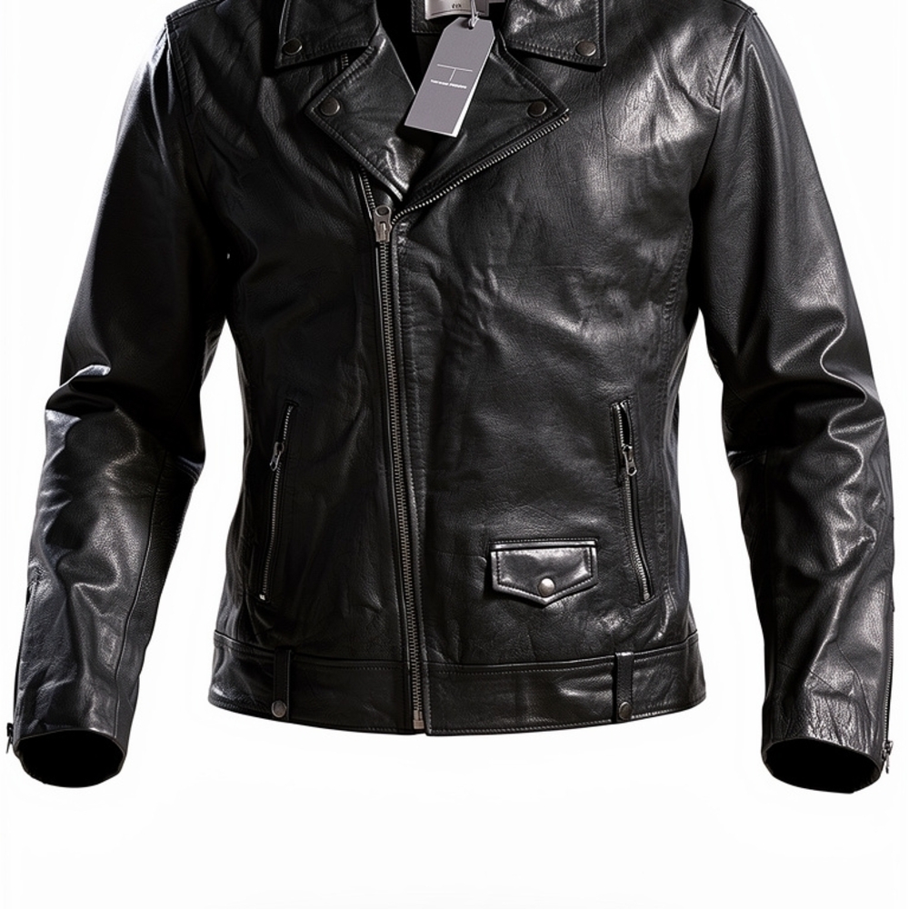 Topman Black Leather Bomber Jacket